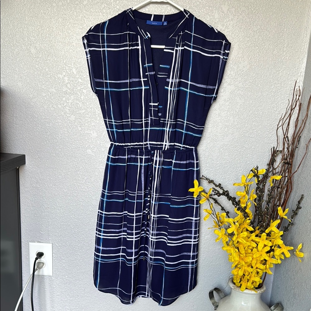 Apt. 9 Blue and White Sleeveless Midi Dress